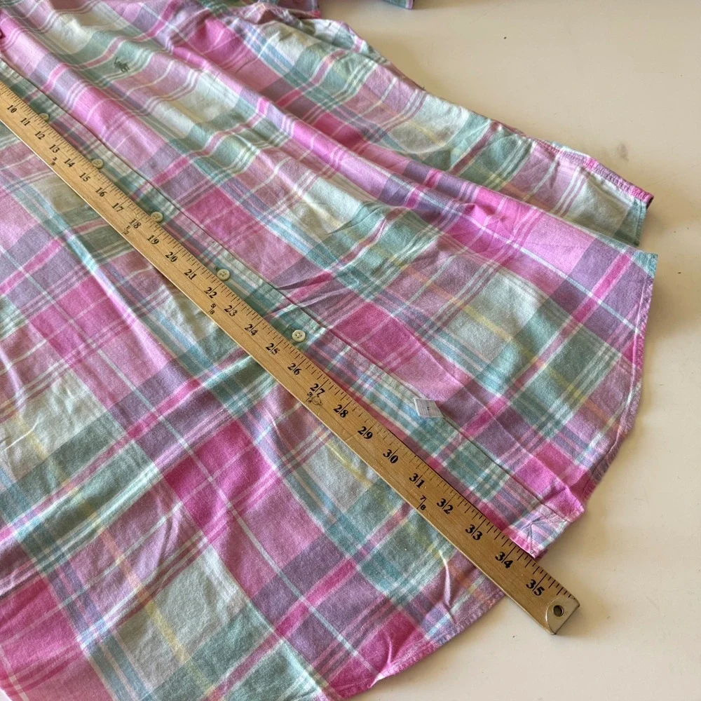 Ralph Lauren Mens XL Madras Plaid Spring Easter Shirt Short Sleeve Button Down - Picture 7 of 7